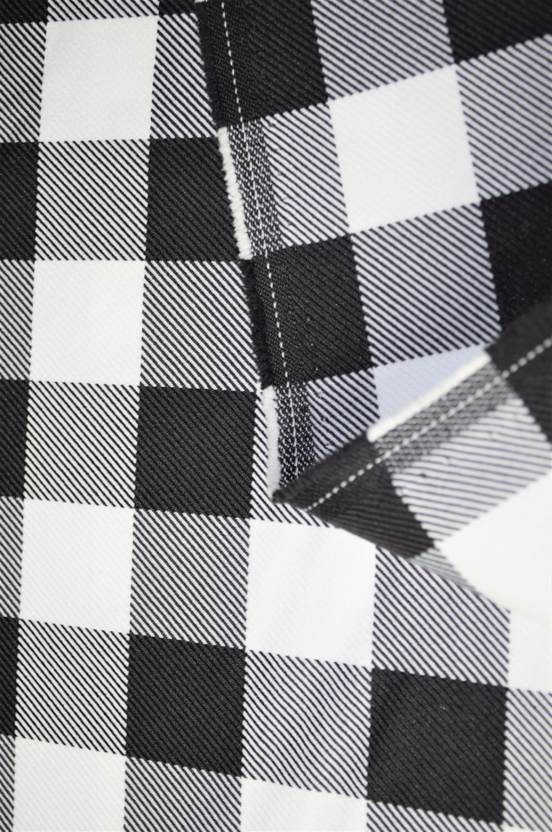 Black & White Tartan Poly-Viscose Check Fashion Fabric