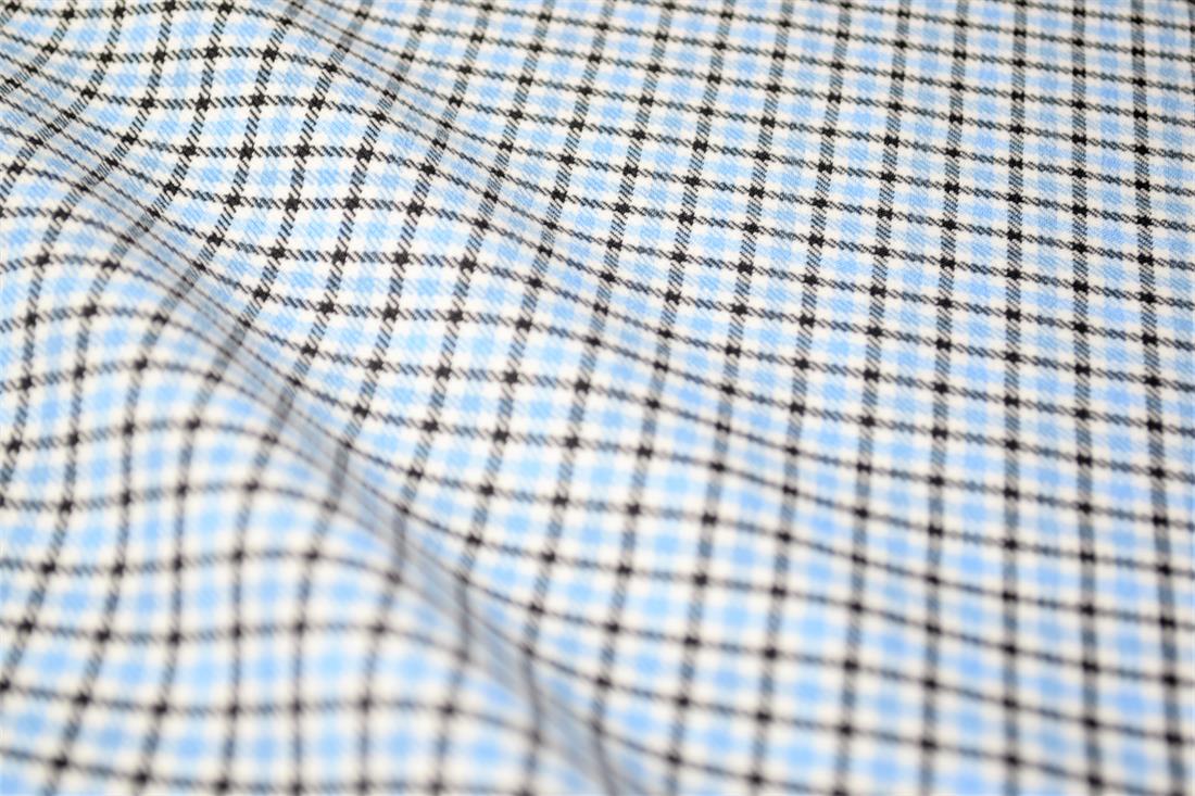 Blue & Black Tartan Poly-Viscose Check Fashion Fabric