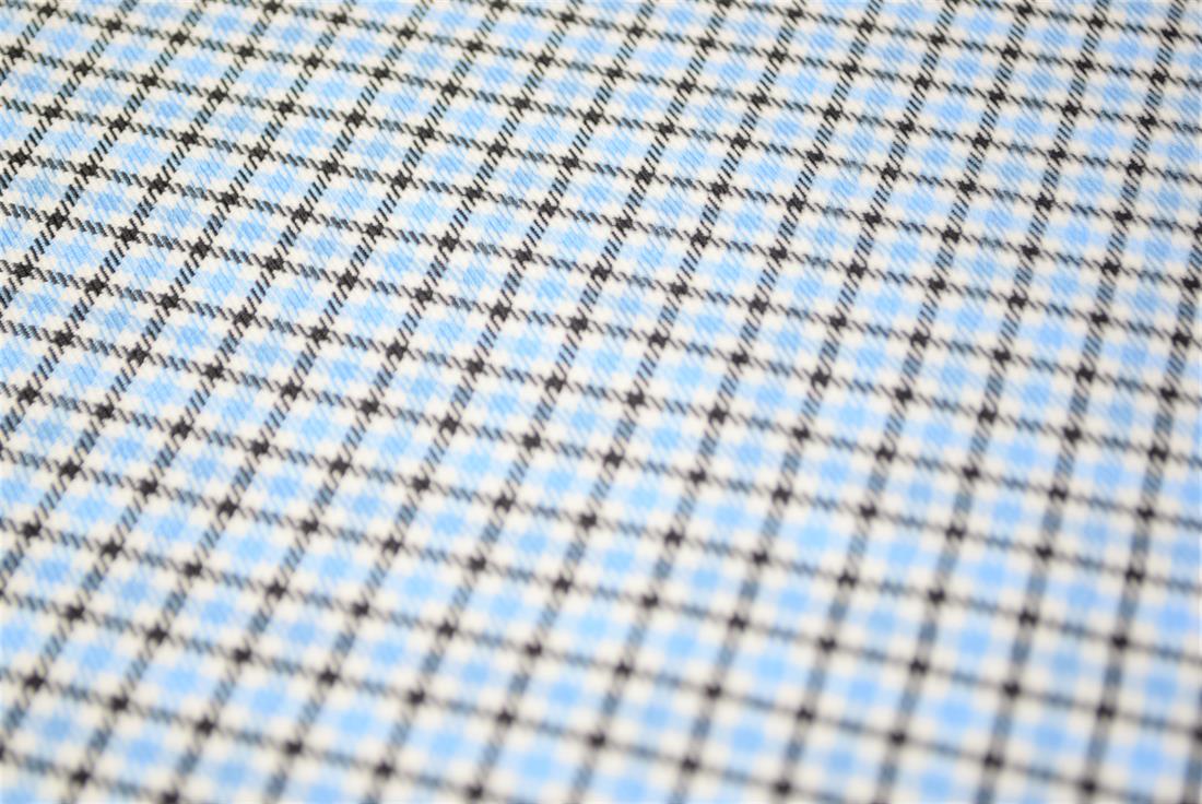 Blue & Black Tartan Poly-Viscose Check Fashion Fabric