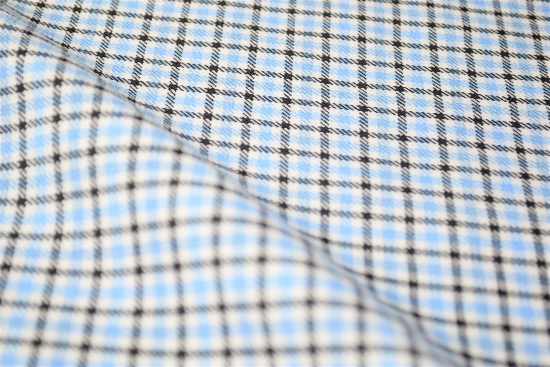 Blue & Black Tartan Poly-Viscose Check Fashion Fabric