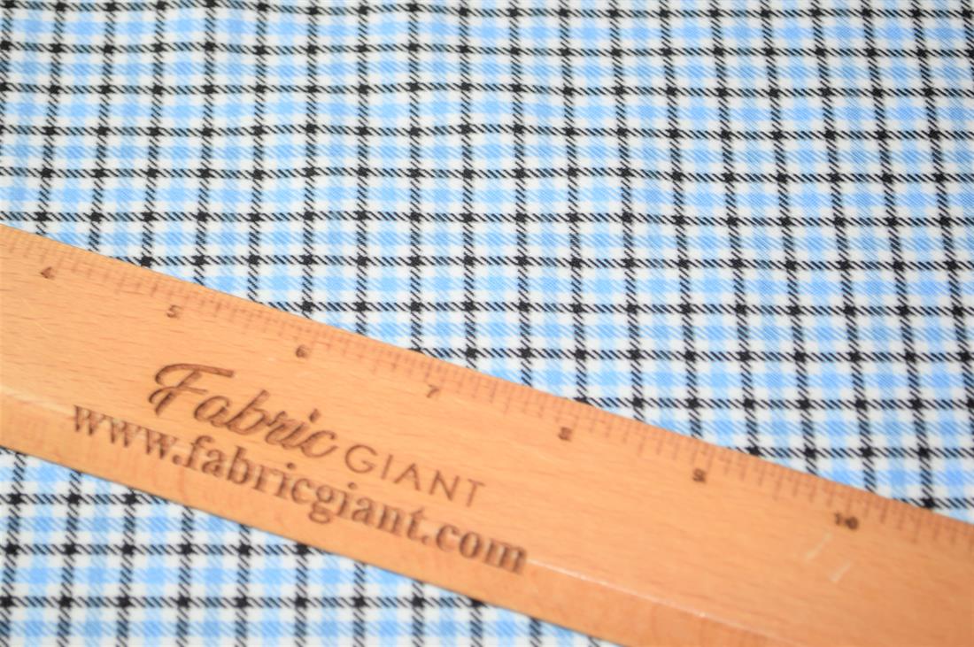 Blue & Black Tartan Poly-Viscose Check Fashion Fabric