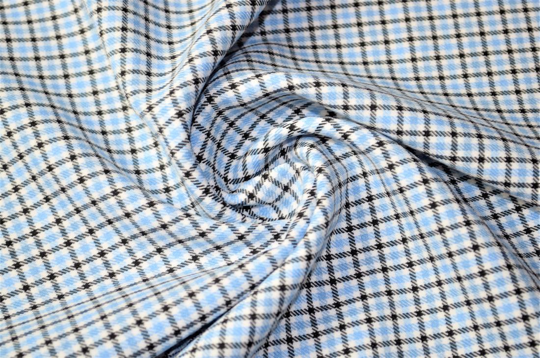 Blue & Black Tartan Poly-Viscose Check Fashion Fabric