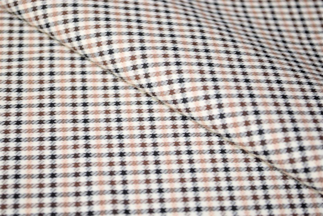 Beige & Brown Tartan Poly-Viscose Check Fashion Fabric