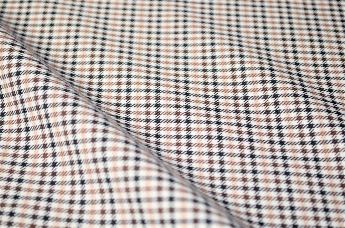 Beige & Brown Tartan Poly-Viscose Check Fashion Fabric