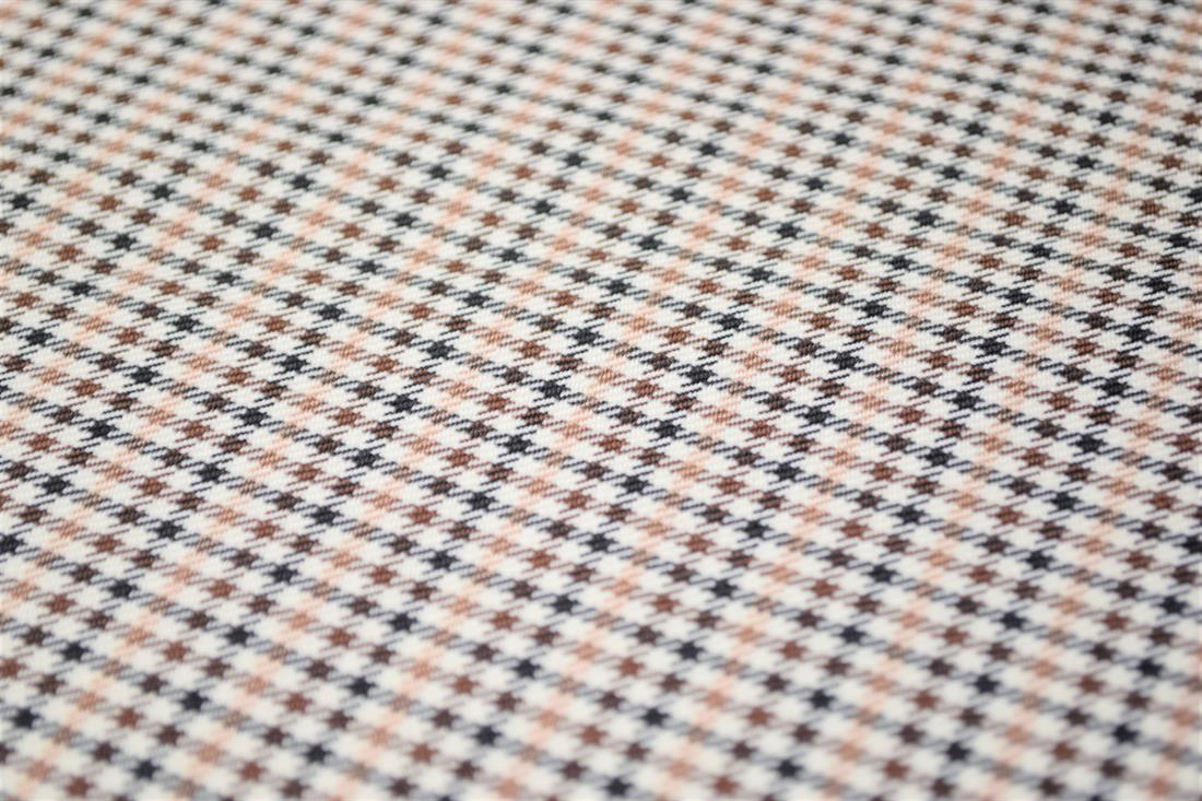 Beige & Brown Tartan Poly-Viscose Check Fashion Fabric