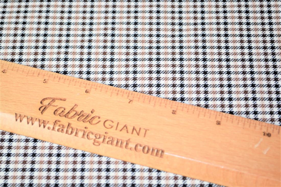 Beige & Brown Tartan Poly-Viscose Check Fashion Fabric