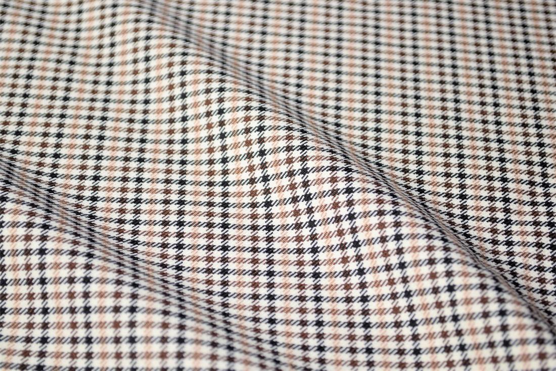 Beige & Brown Tartan Poly-Viscose Check Fashion Fabric