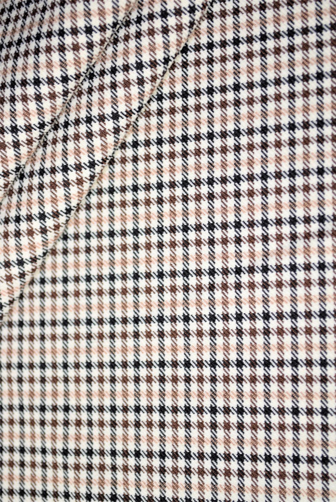 Beige & Brown Tartan Poly-Viscose Check Fashion Fabric