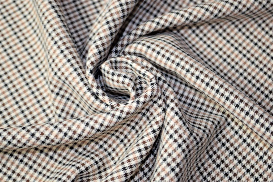 Beige & Brown Tartan Poly-Viscose Check Fashion Fabric