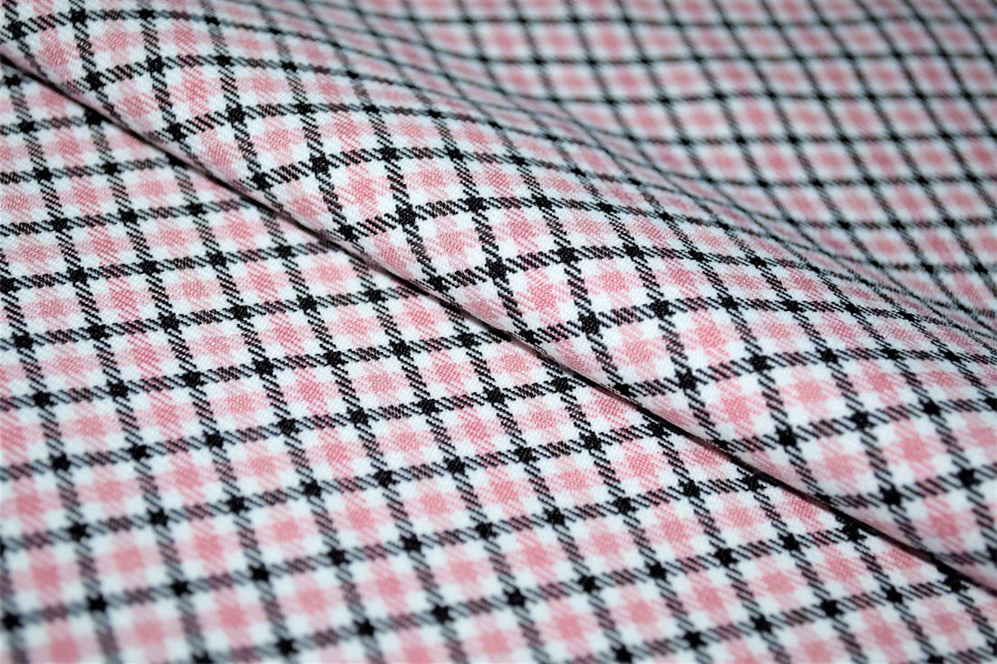 Pink & Black Tartan Poly-Viscose Check Fashion Fabric