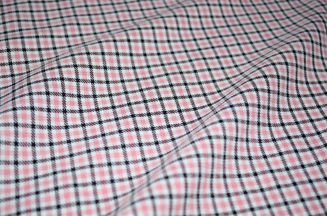 Pink & Black Tartan Poly-Viscose Check Fashion Fabric