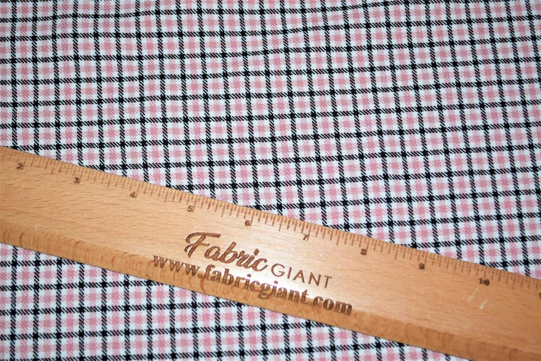 Pink & Black Tartan Poly-Viscose Check Fashion Fabric