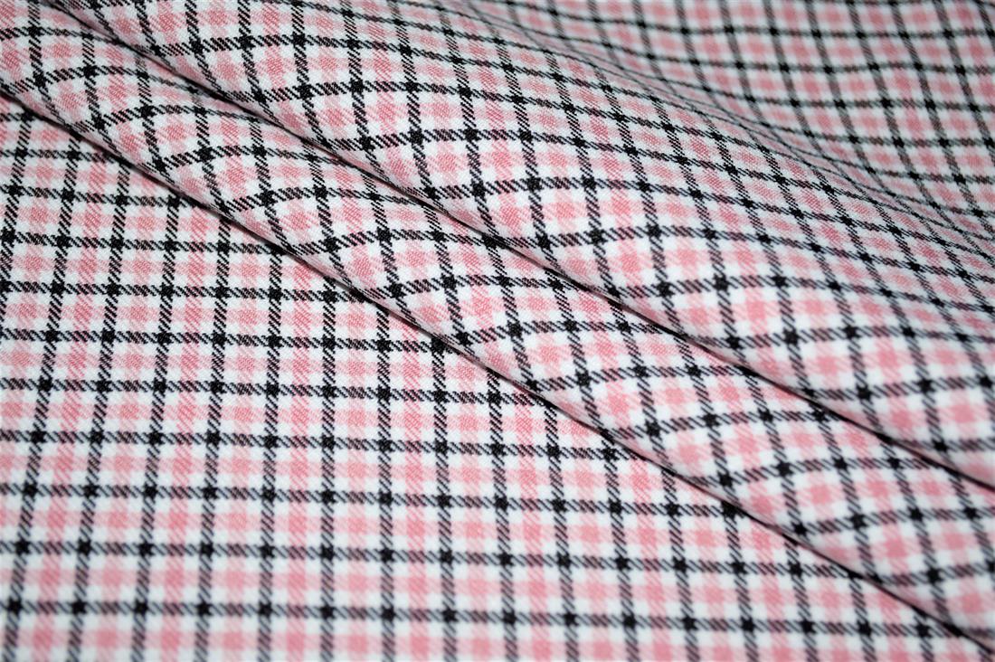 Pink & Black Tartan Poly-Viscose Check Fashion Fabric