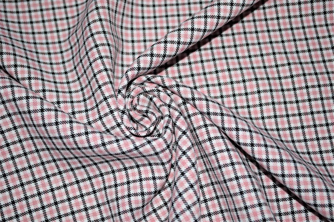 Pink & Black Tartan Poly-Viscose Check Fashion Fabric