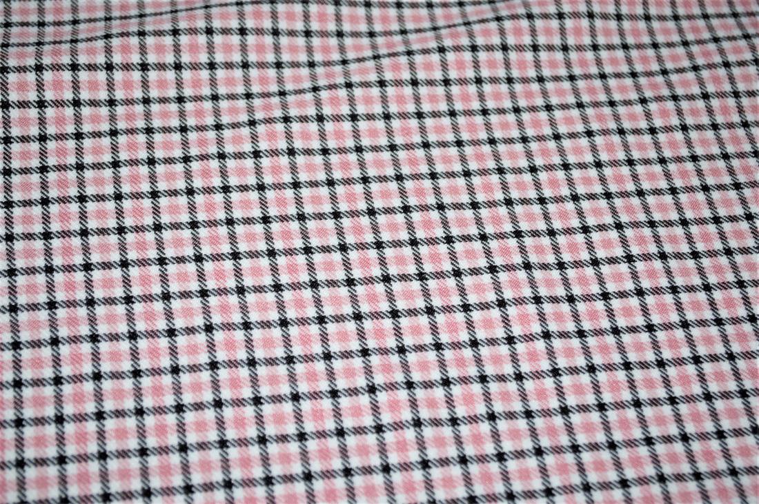Pink & Black Tartan Poly-Viscose Check Fashion Fabric