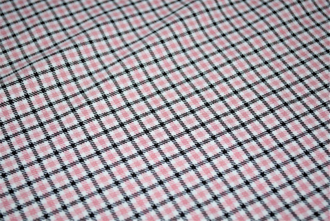 Pink & Black Tartan Poly-Viscose Check Fashion Fabric