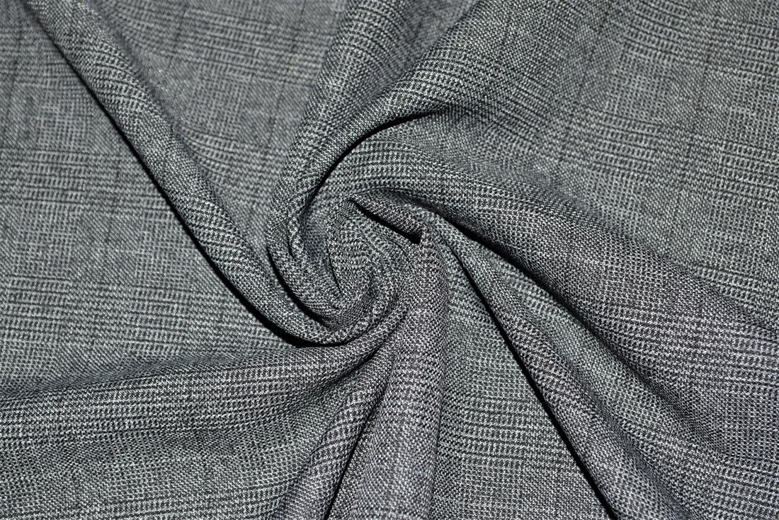 Black Tartan Poly-Viscose Check Fashion Fabric