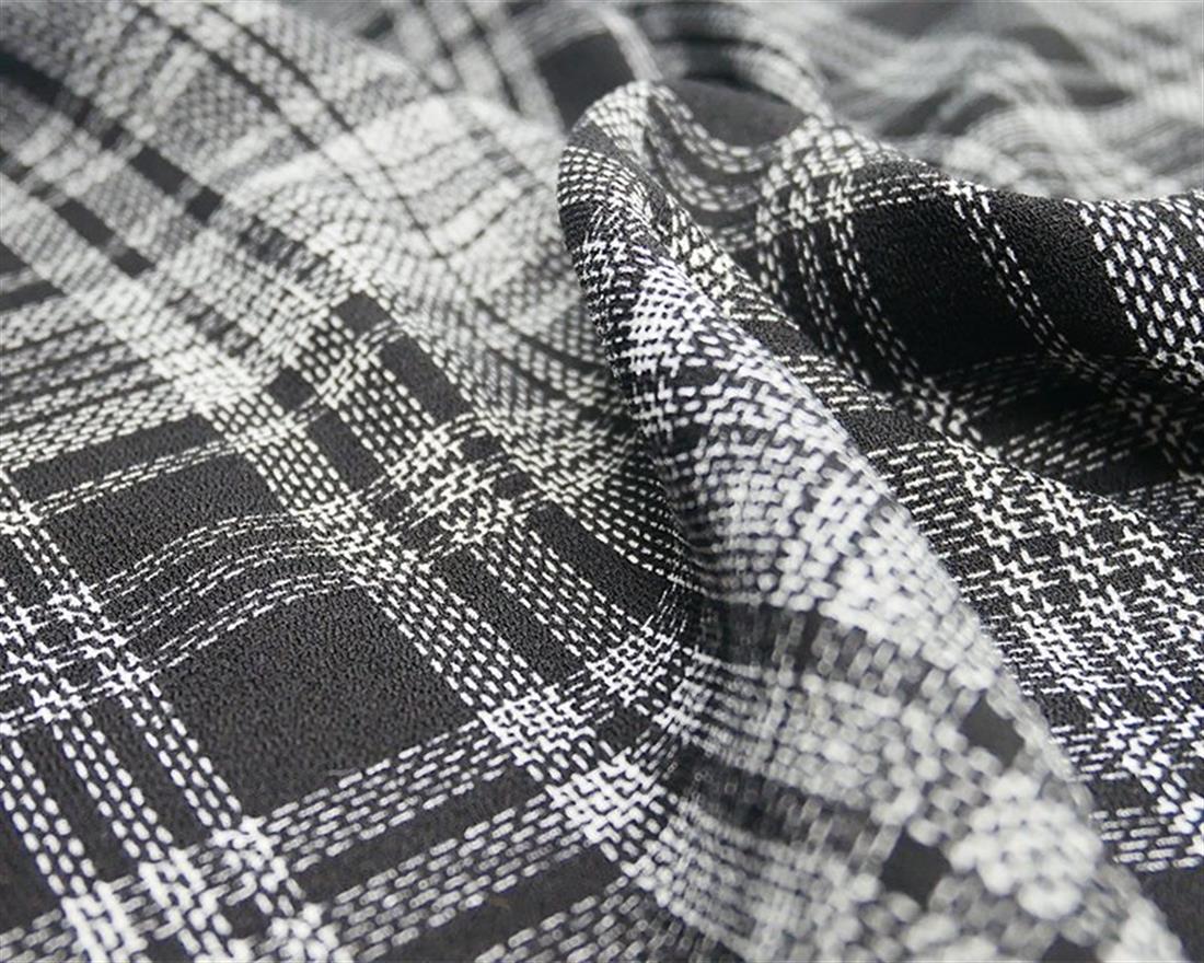 Black Poly Tartan Fabric