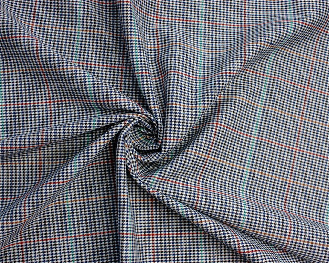 Black & Blue Dogtooth Polyviscose Tartan