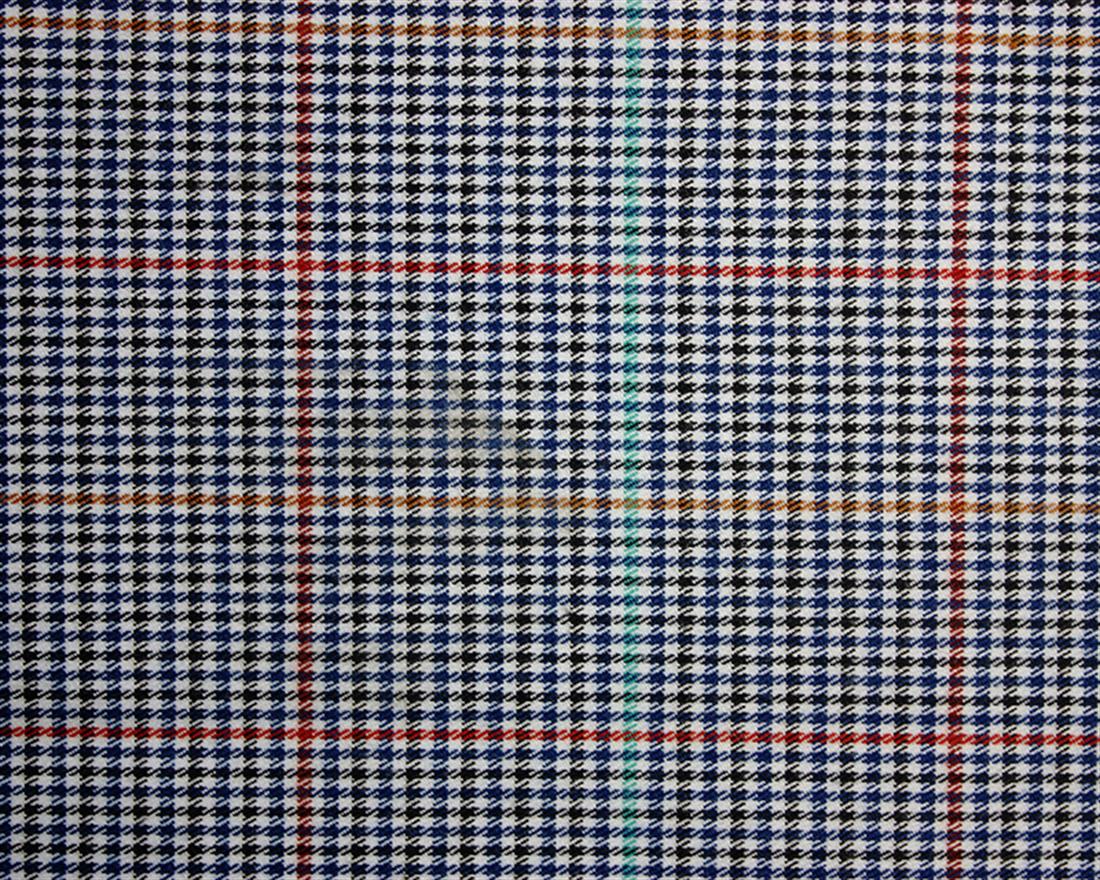 Black & Blue Dogtooth Polyviscose Tartan