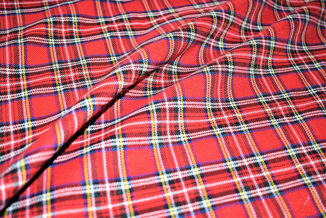 Red Royal Stewart Tartan Medium Fabric
