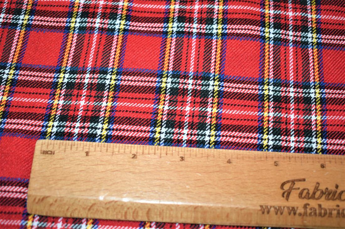 Red Royal Stewart Tartan Medium Fabric