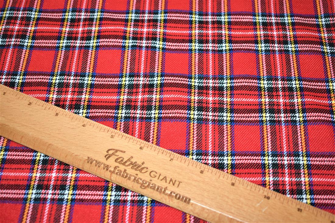 Red Royal Stewart Tartan Medium Fabric