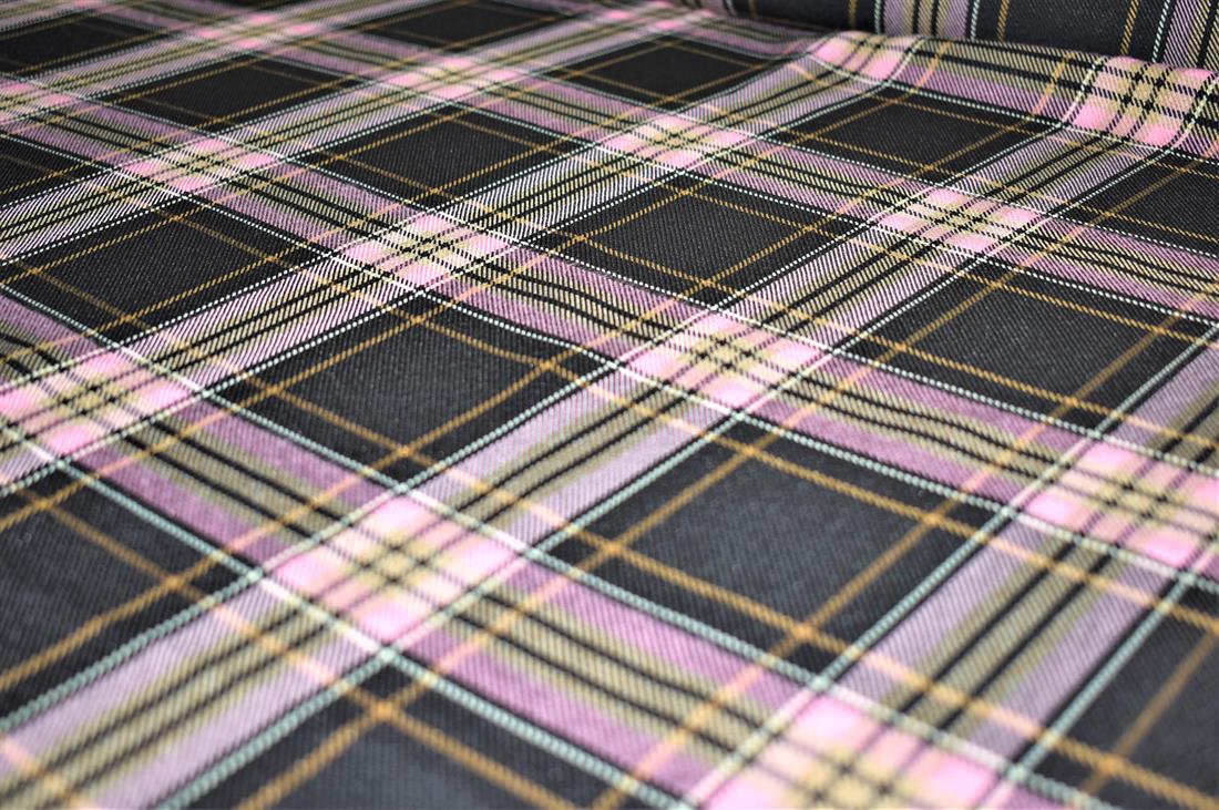 Pink & Black Tartan Fabric
