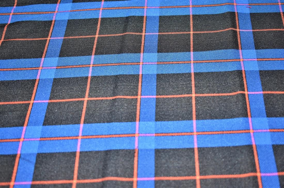 Tarta Print A Royal Blue & Black Classic Viscose Tartan Fabric