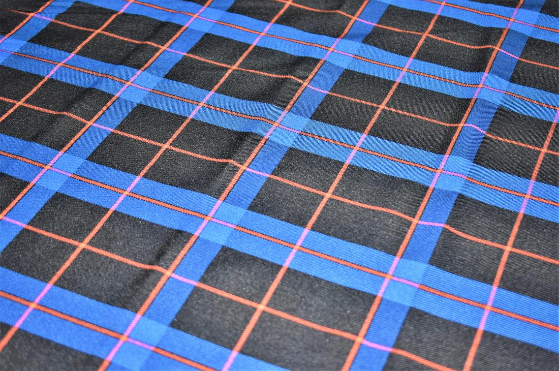 Tarta Print A Royal Blue & Black Classic Viscose Tartan Fabric