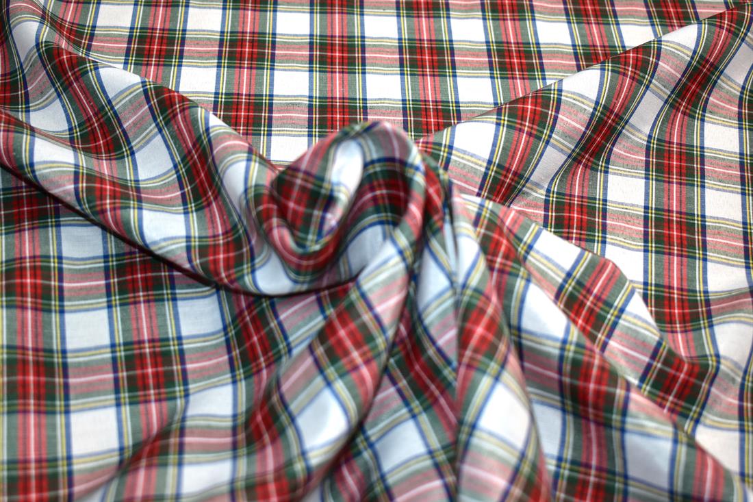 White Polyviscose Tartan Dress Stewart Is a Patterned Cloth…