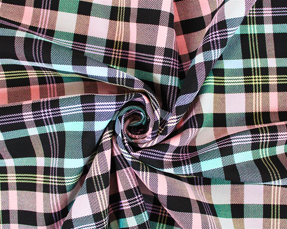 Black Pastel Rainbow-PolyViscose Tartan Wrap Yourself in Whimsical…