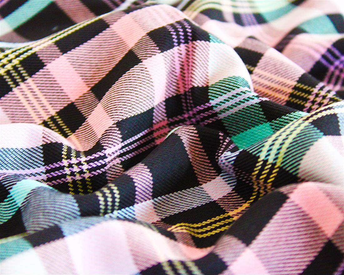 Black Pastel Rainbow-PolyViscose Tartan Wrap Yourself in Whimsical…