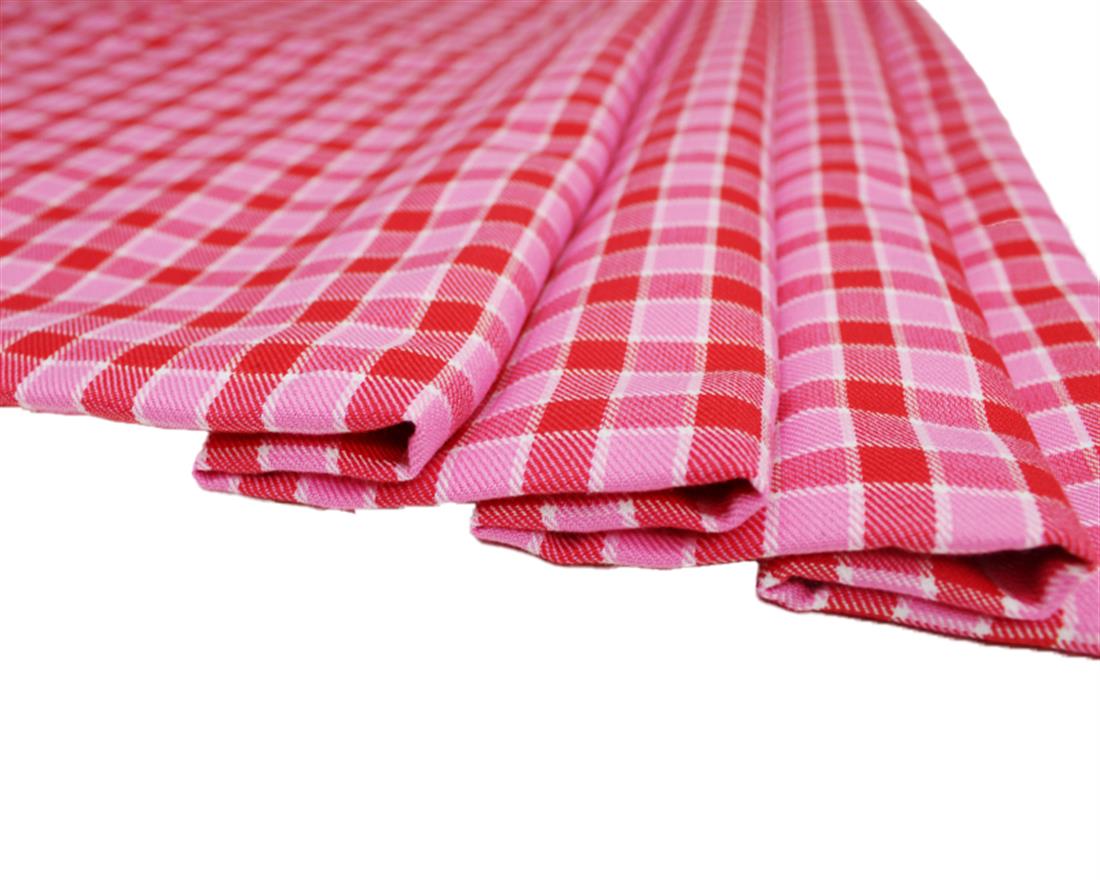 Polyviscose Tartan - Pink & Red Fabric