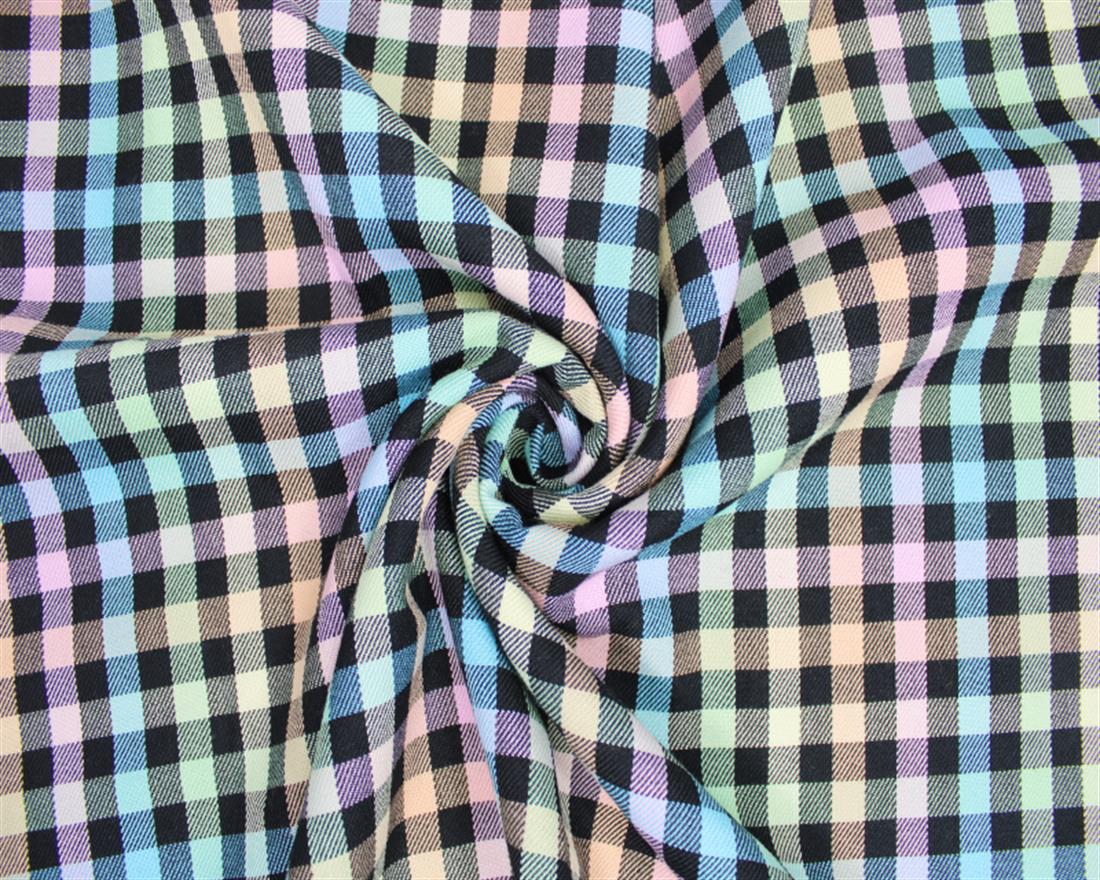 Polyviscose Tartan - Pastel Rainbow Fabric