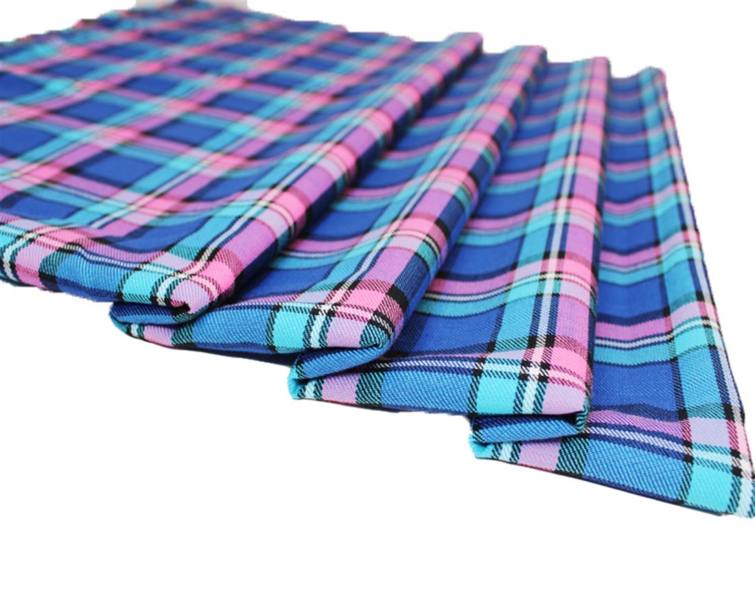Polyviscose Tartan - Navy & Pink Fabric