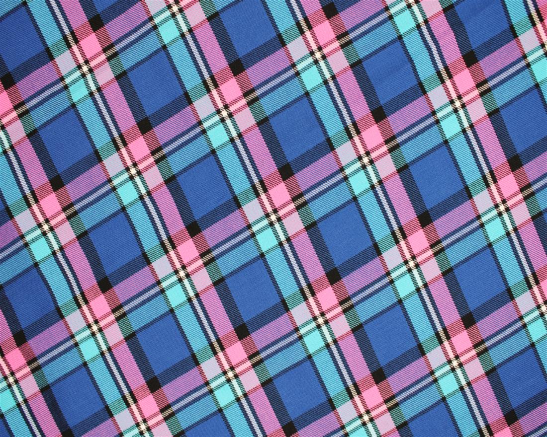 Polyviscose Tartan - Navy & Pink Fabric