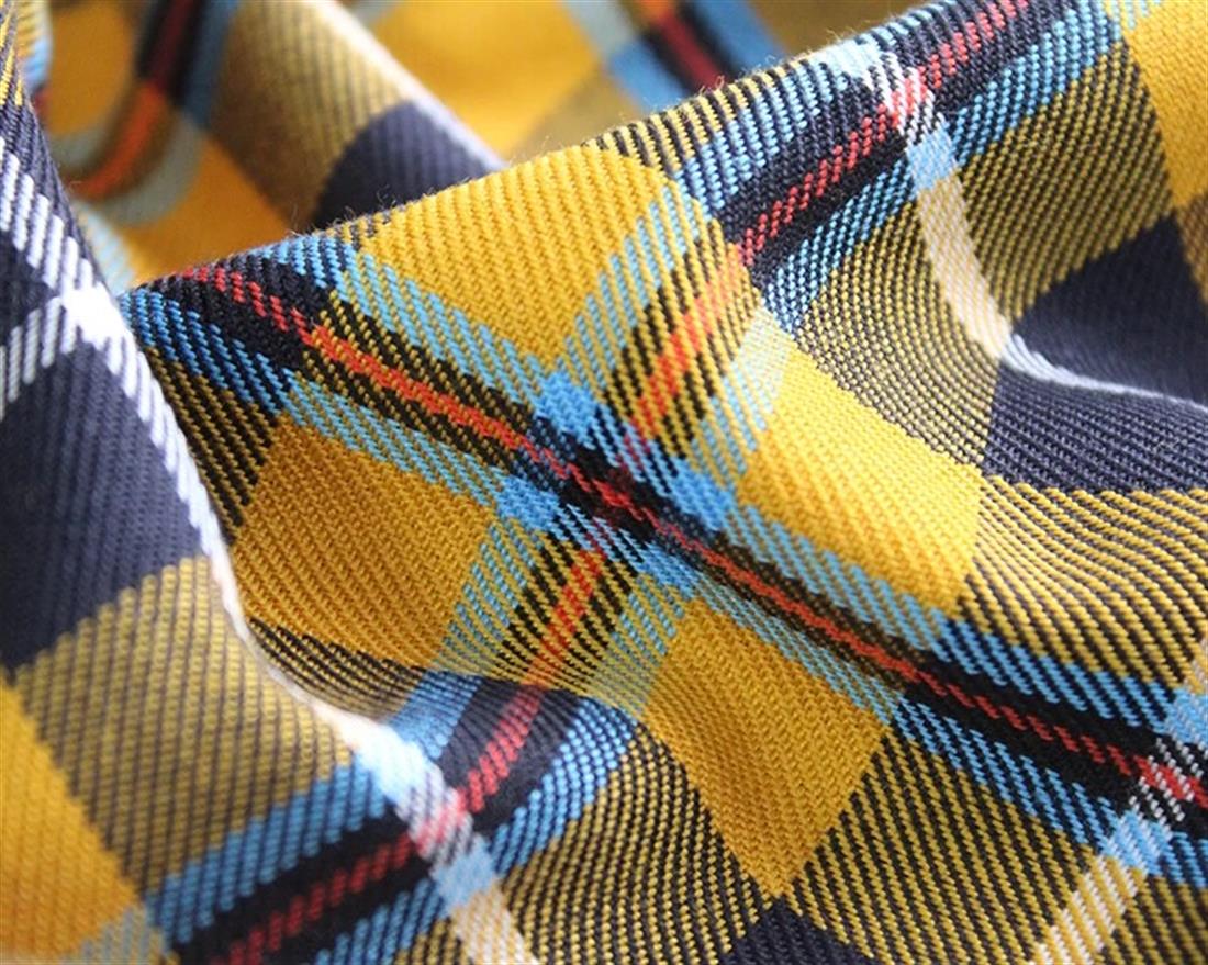 Mustard PolyViscose Tartan - Cornish Fabric