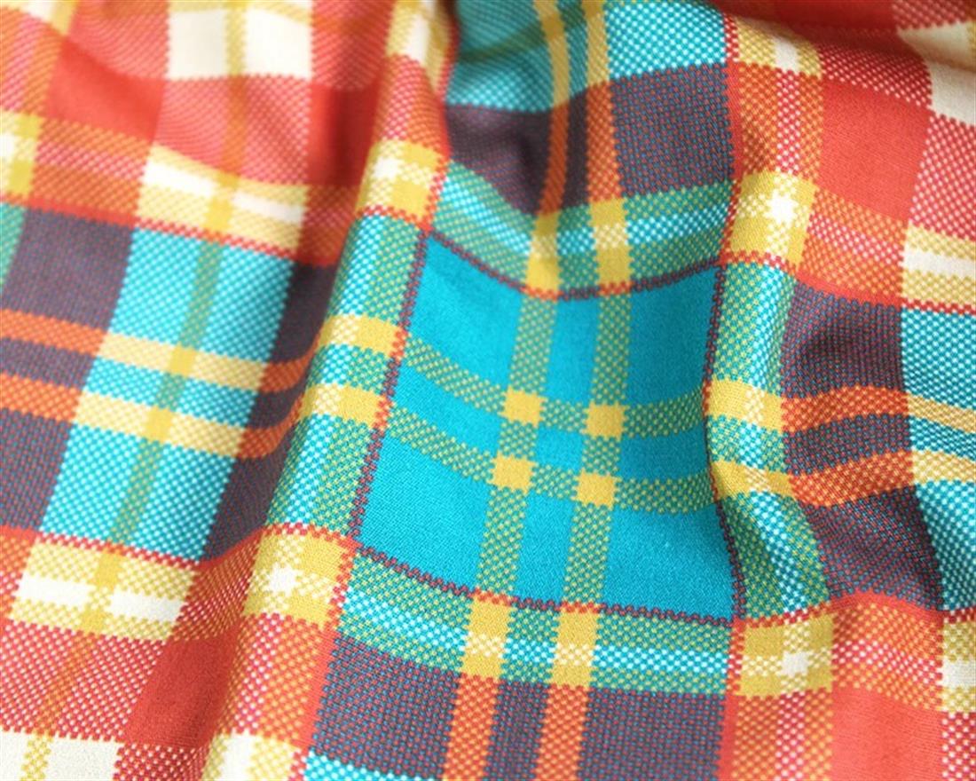 Teal & Rust Little Johnny Digital Cotton Tartan In the Fabrics