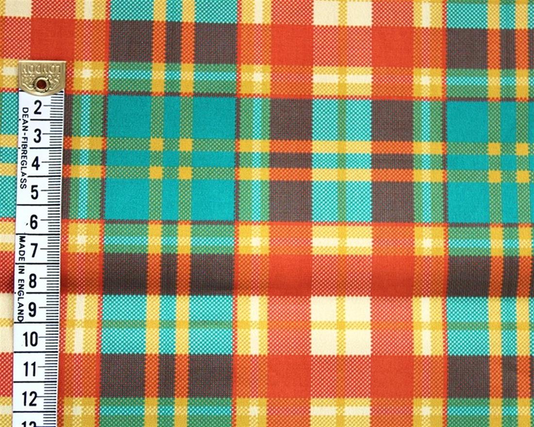 Teal & Rust Little Johnny Digital Cotton Tartan In the Fabrics