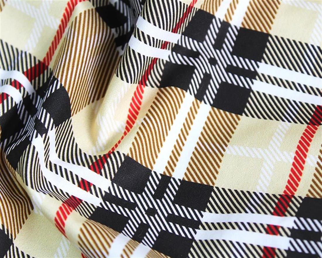 Beige Little Johnny Digital Cotton Tartan In the Fabrics