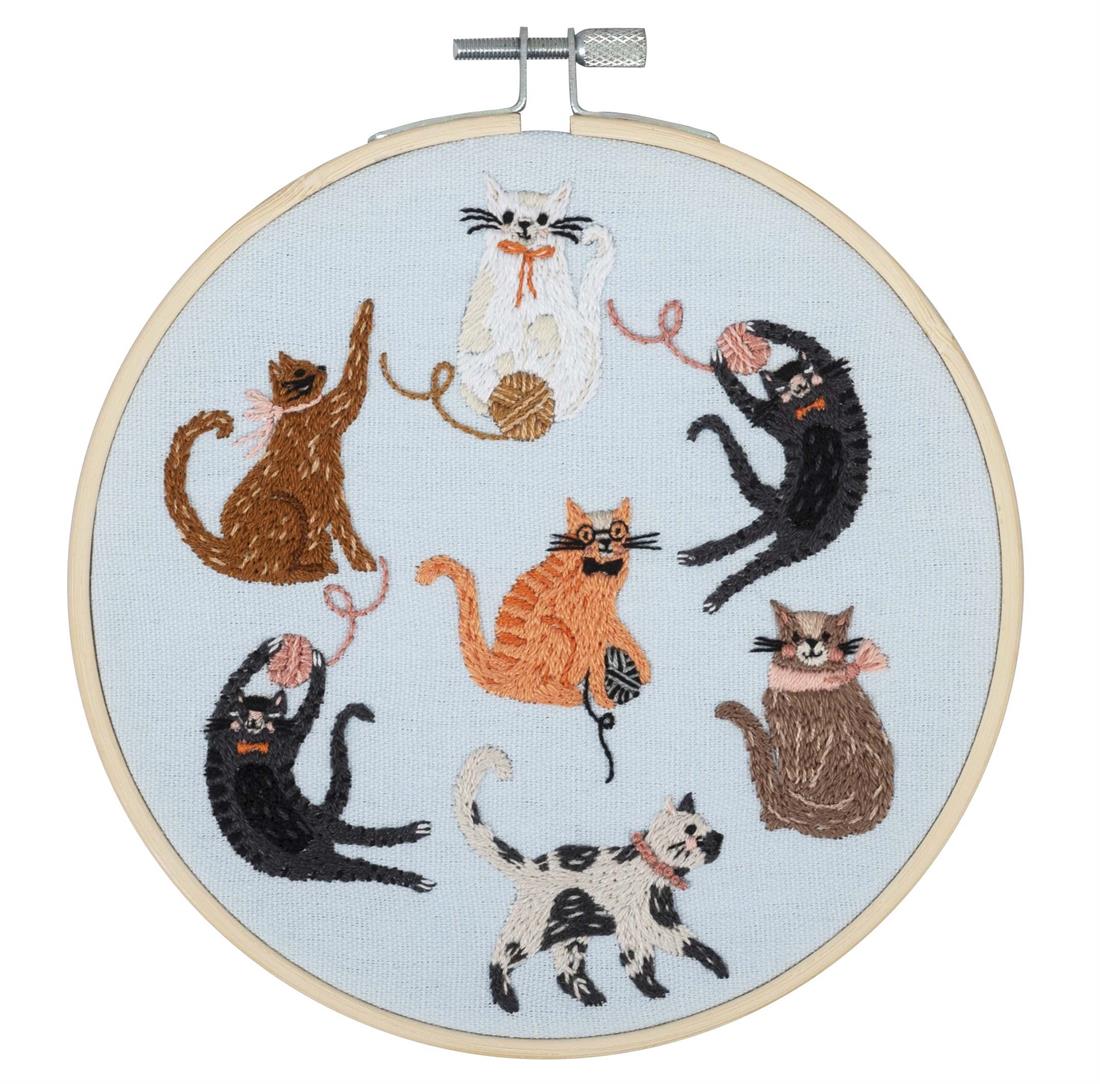 Embroidery Kit with Hoop Cats