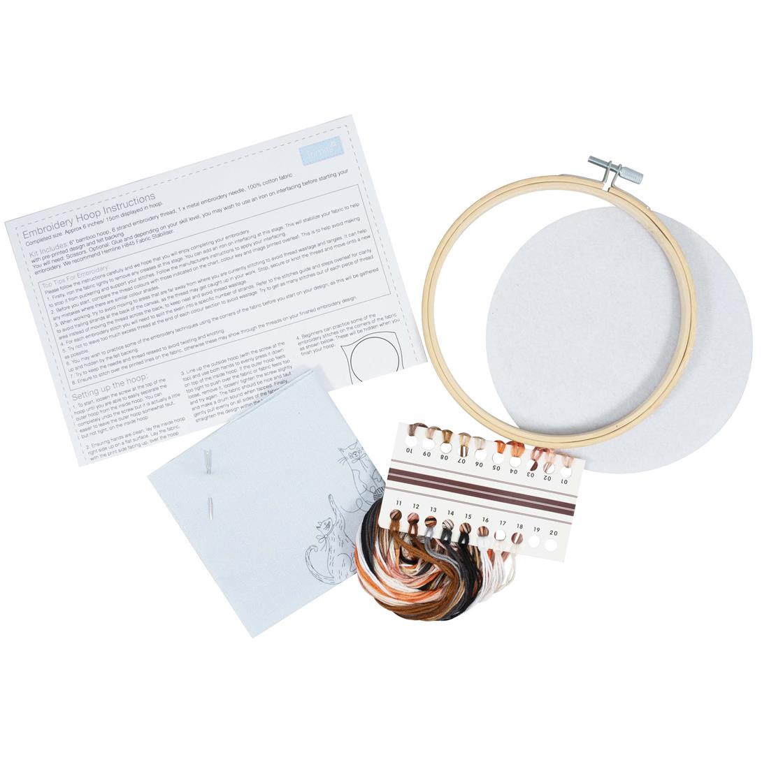 Embroidery Kit with Hoop Cats