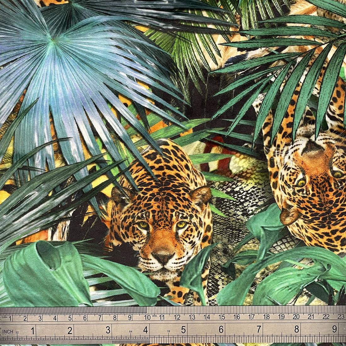 Black & Green Madagascar Digitally Printed Velvet