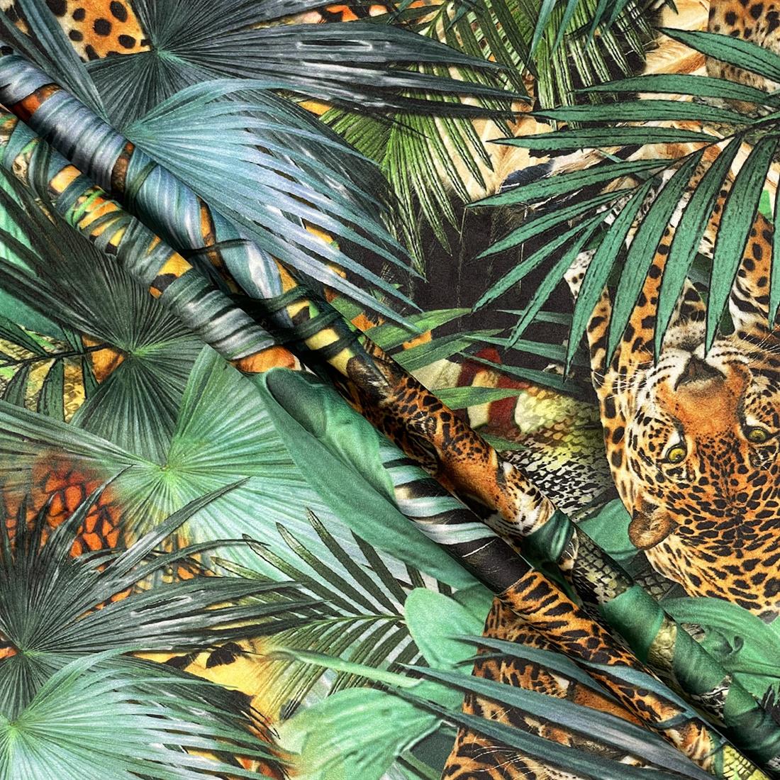 Black & Green Madagascar Digitally Printed Velvet