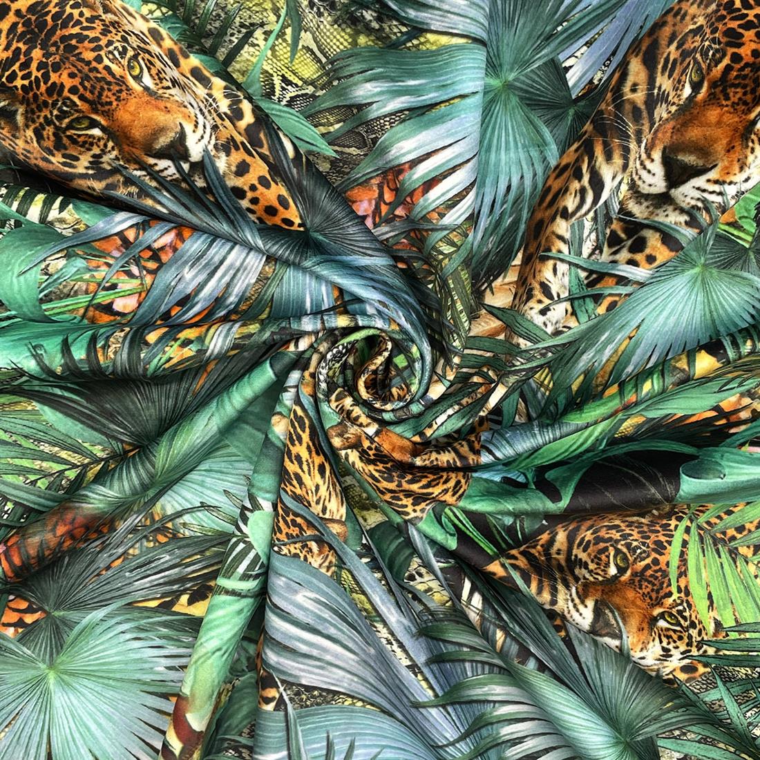Black & Green Madagascar Digitally Printed Velvet