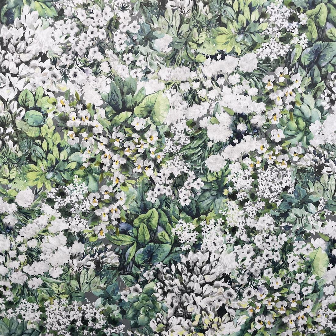 White Green Meadows - Digitally Printed Velvet