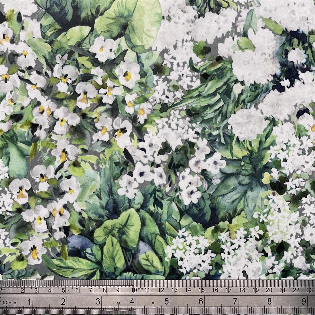 White Green Meadows - Digitally Printed Velvet