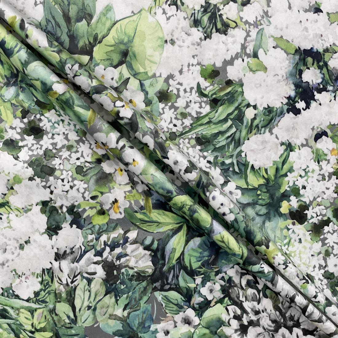 White Green Meadows - Digitally Printed Velvet