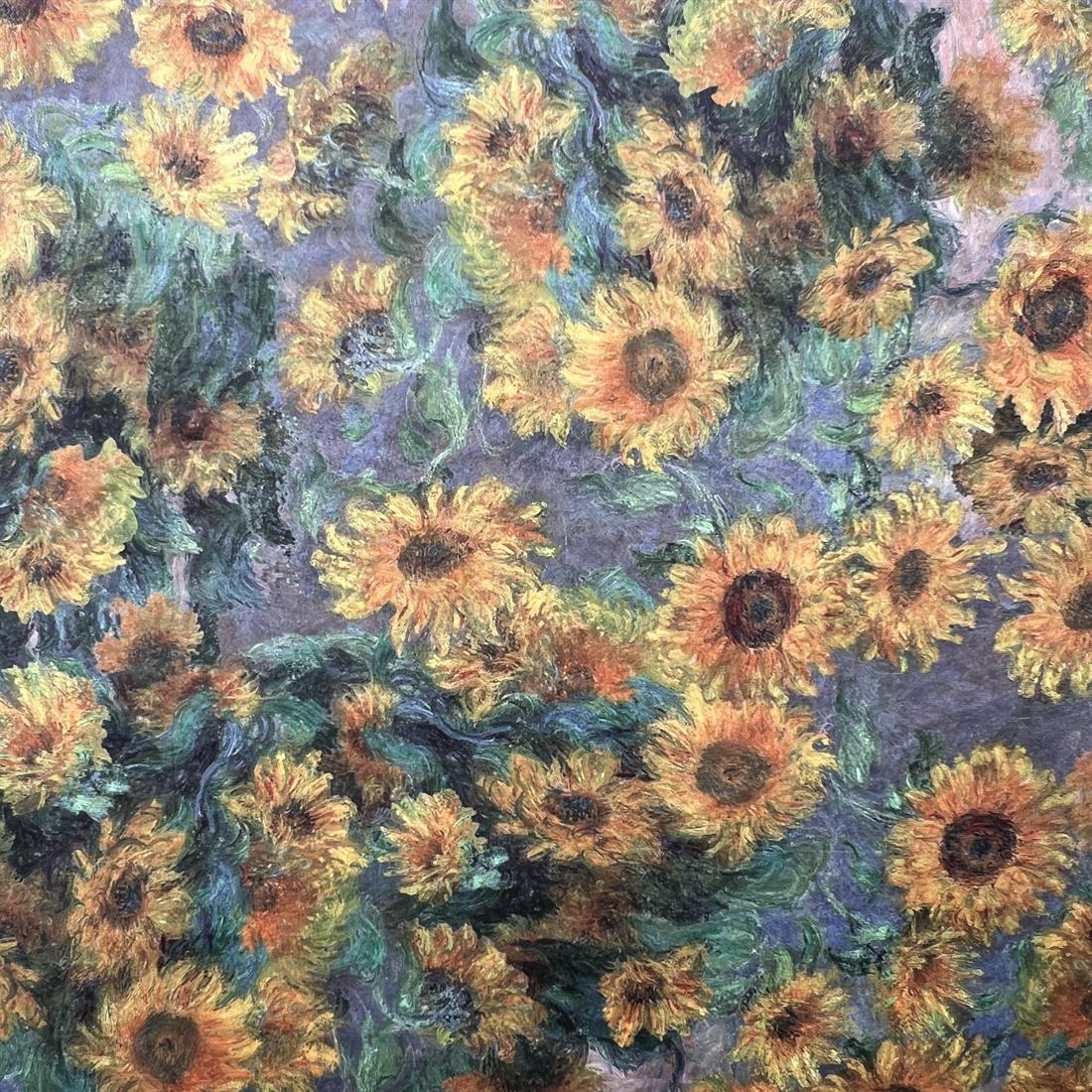 Grey Van Gogh Sunflowers - Digitally Printed Velvet